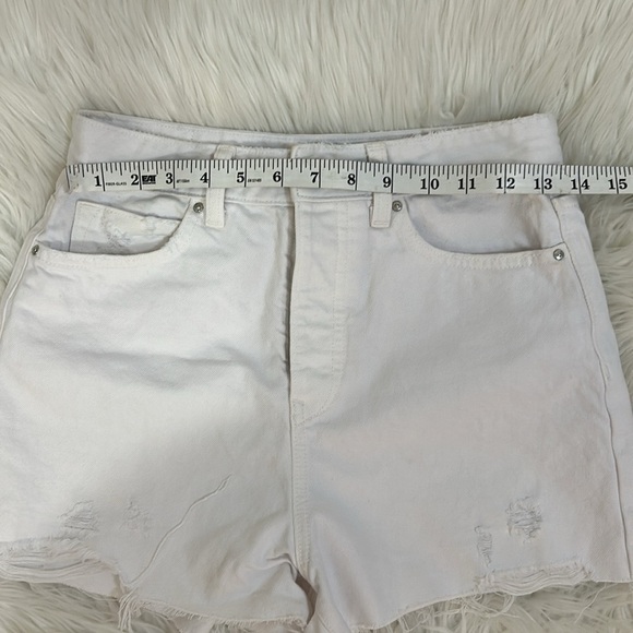 Zara White High Waist Denim Shorts size 4 button fly - Picture 6 of 8
